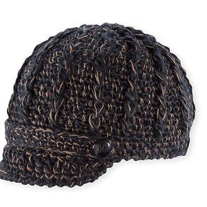 Pistil Clara Brim Beanie Knit Hat Cap Black Tan